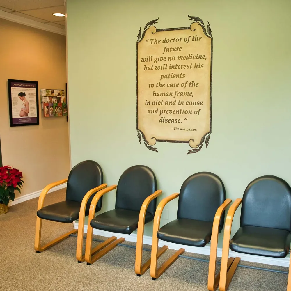 Chiropractic waiting room with Edison quote