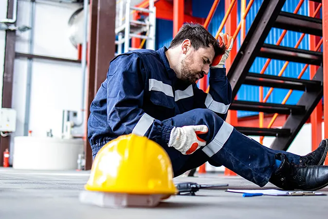 Worker experiencing leg pain from injury
