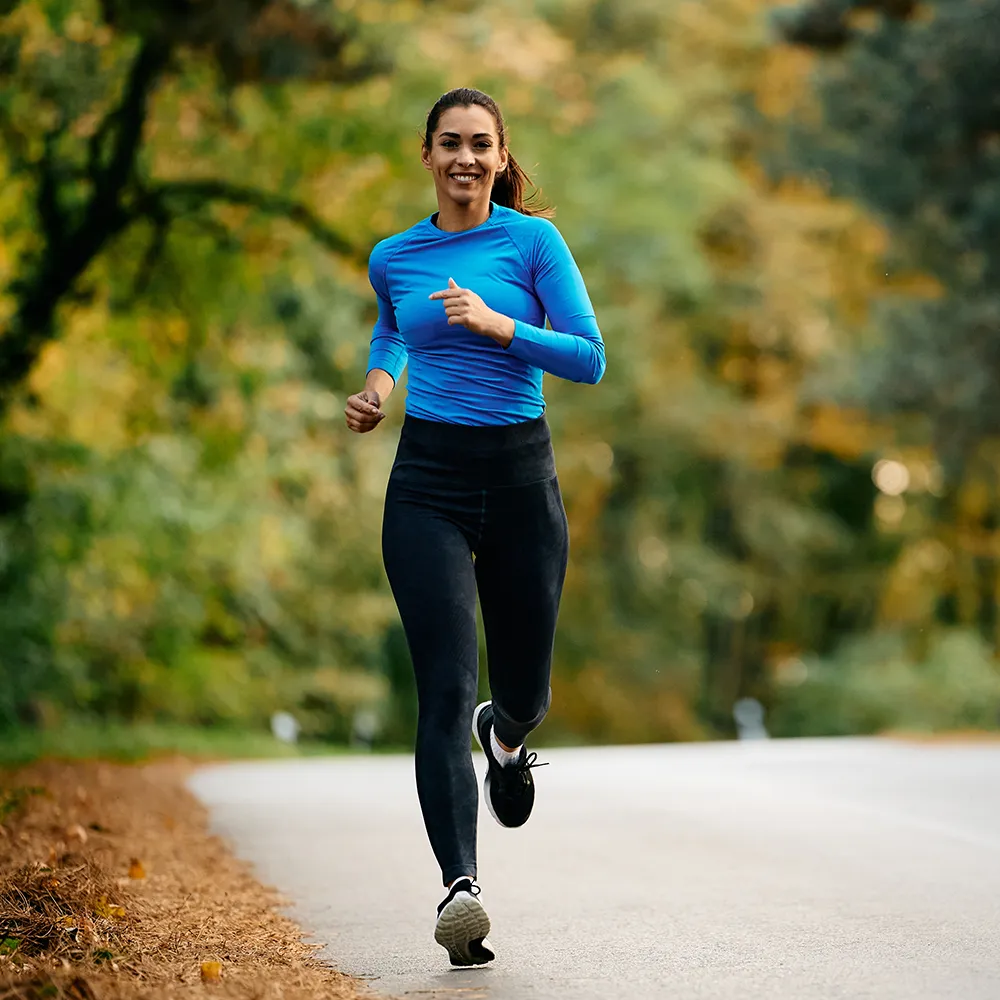 Woman running relaxed