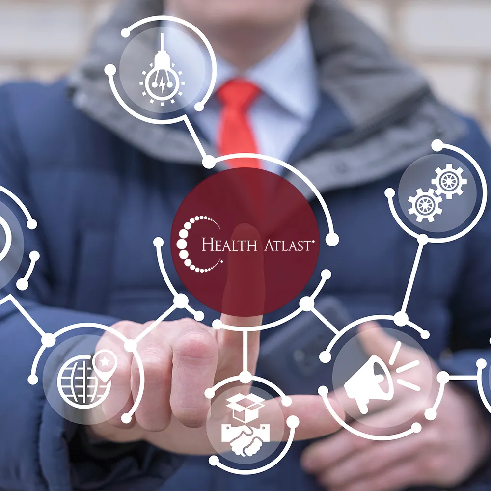 Man touching where Health atlas says