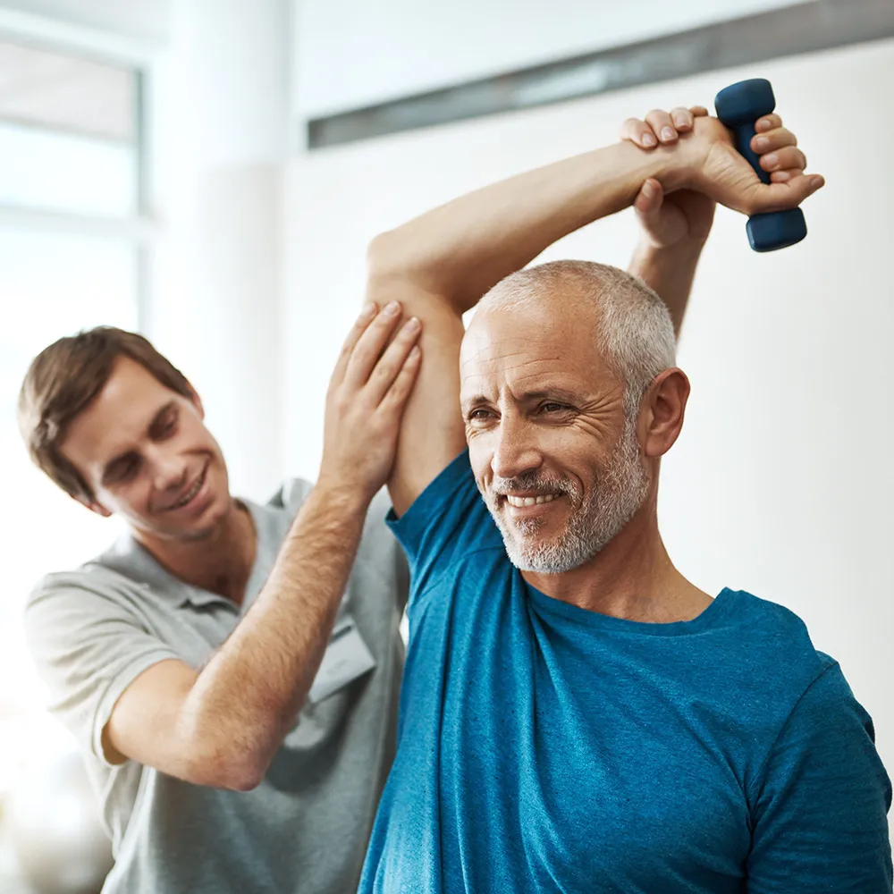 Patient performing exercise therapy  