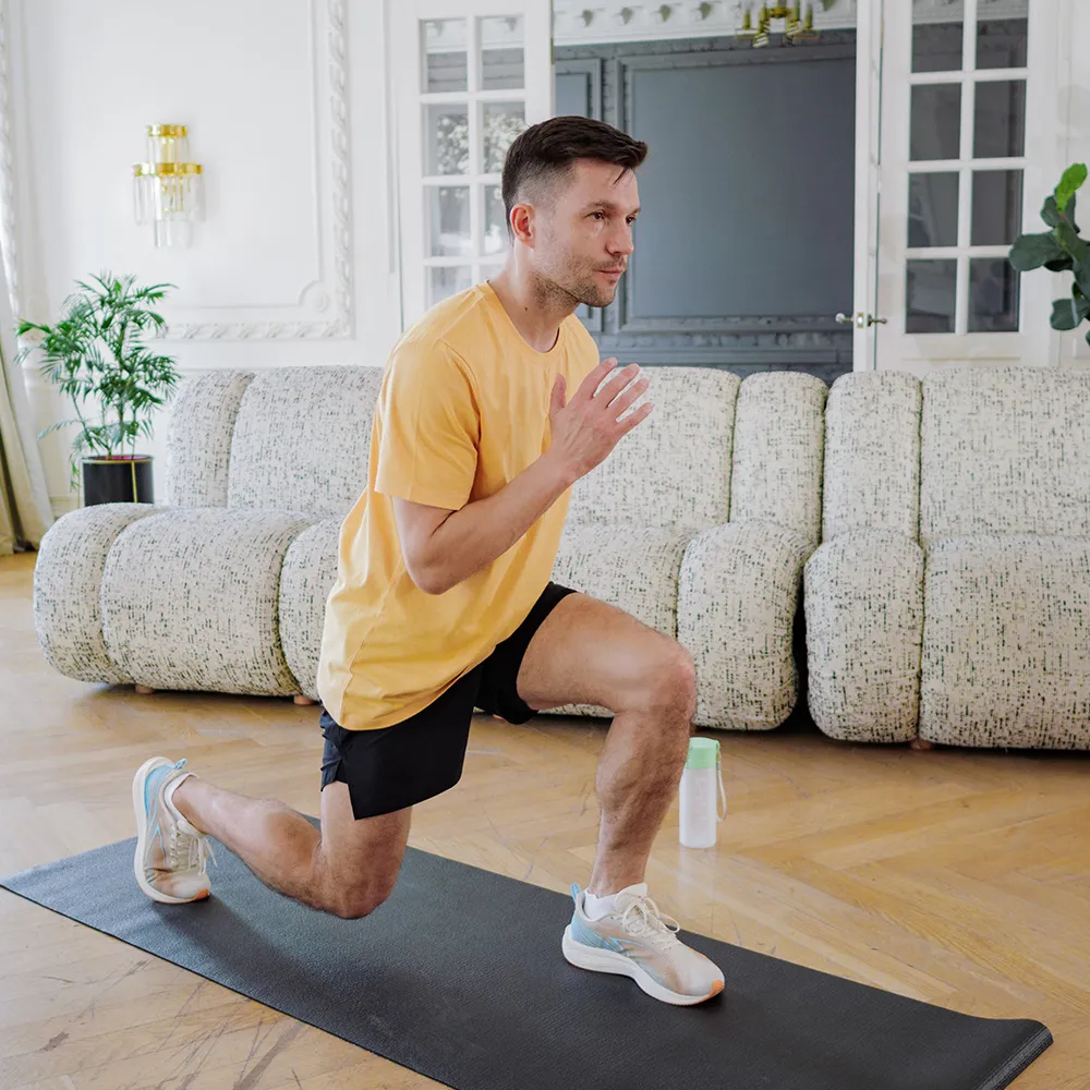 Man exercising with resistance training
