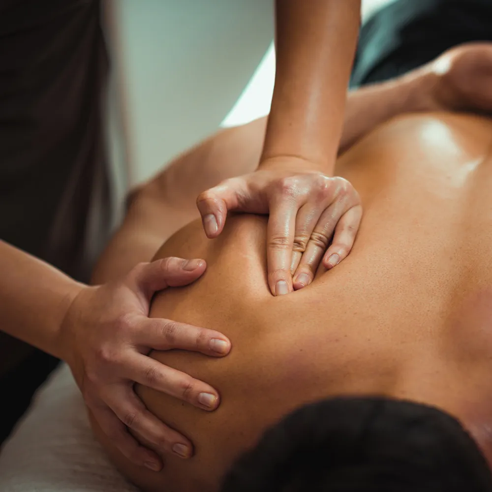 Athlete receiving a sports massage.