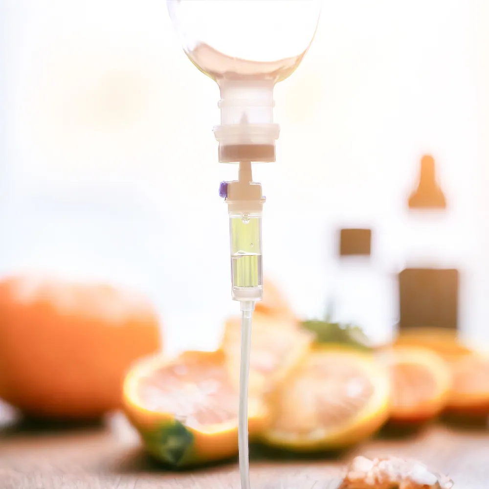 Vitamin C IV bag on stand  